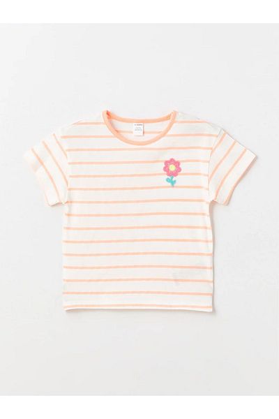 LC Waikiki LCW baby Crew Neck Short Sleeve Striped Baby Girl T-Shirt and Leggings 2-Piece Set