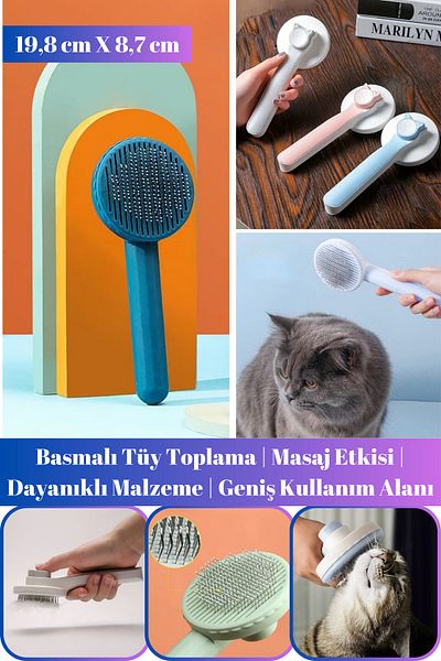 Hane Dostu Cat Dog Brush - Press, Massage Effect and Easy Clean