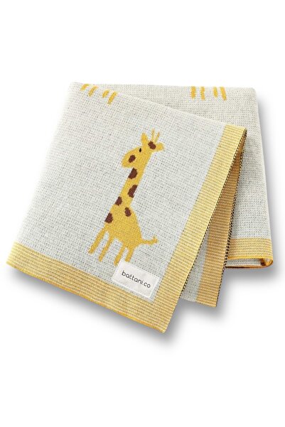 Battani.Co Kız Ve Erkek Bebek Için Triko Örgü Bebek Battaniyesi Sarı Zürafa 9...