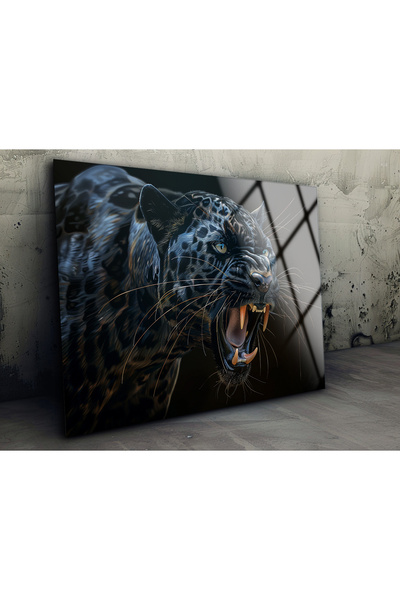 BV DEKOR Γυάλινη διακόσμηση τοίχου Wild Panther, Μεγαλοπρεπής ζωγραφική τοίχο...