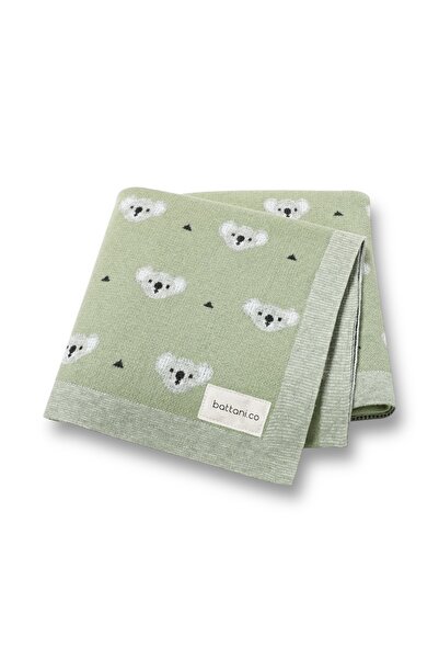 Battani.Co تريكو بطانية أطفال محبوكة للطفلة والصبي كوالا نعناع 90 سم × 110 سم