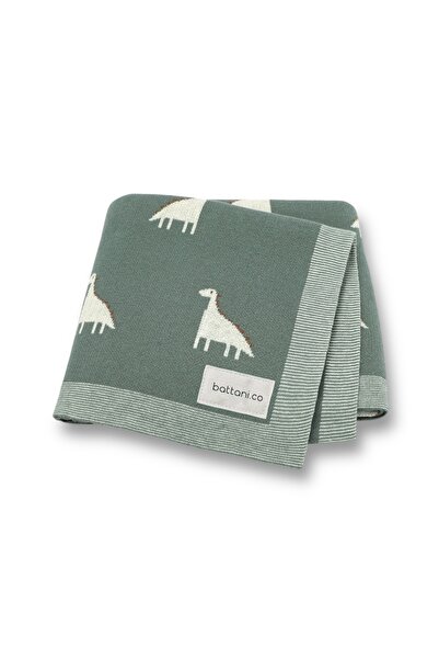 Battani.Co تريكو بطانية أطفال محبوكة للفتيات والفتيان ديناصور أخضر 90 سم × 11...