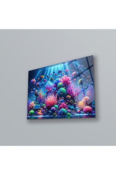 BV DEKOR Decor de perete din sticlă cu pești, pictură din sticlă, pictură de ...