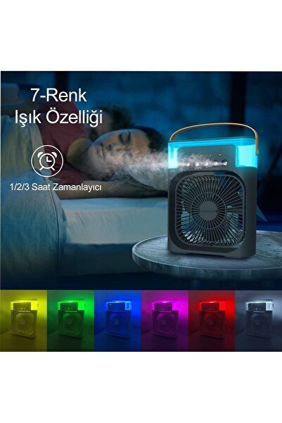 Genel Markalar Yeni Işıklı 600ml 5 Spreyli Vantilatör Buzlu Buharlı Mini Klima Mini Fan