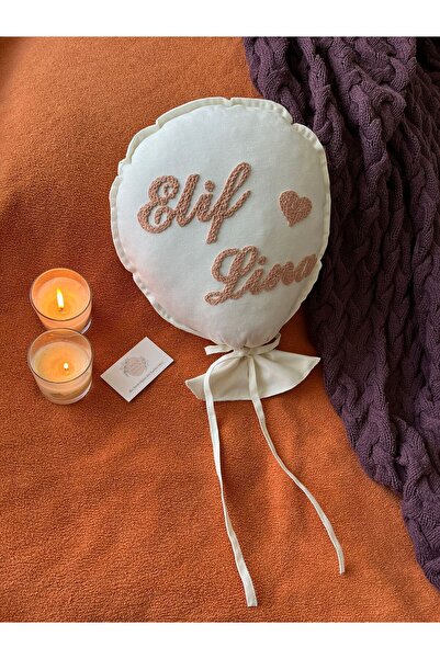 punch passion Bebek takı yastığı, punch nakışlı (Balon tip - İç Dolgulu) isme...