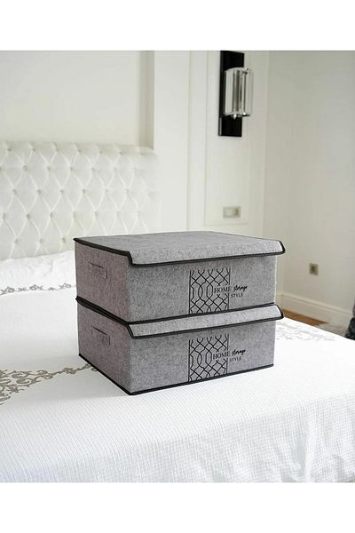 Emir-AYDIN 2 PCS Multi-Purpose Plinth Size with Felt Lid (STORAGE BOX)BOX ORGANIZER CRAMPS 50*40*19