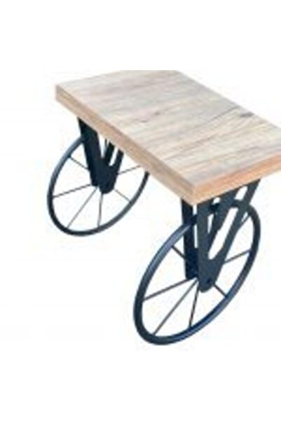 Cosargroup Dekoratif Bisiklet Tekerlekli Zigon Sehpa Ahşap Orta Sehpa