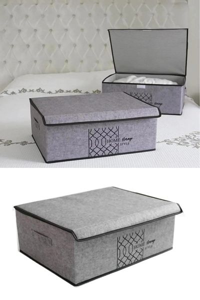 Emir-AYDIN 2 PCS Multi-Purpose Plinth Size with Felt Lid (STORAGE BOX)BOX ORGANIZER CRAMPS 50*40*19