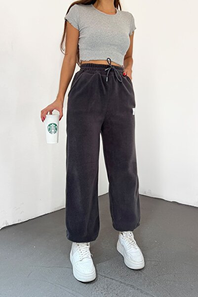 Sun Victoria Dámské tepláky JoggEr s vysokým pasem – antracitová, silná fleecová látka