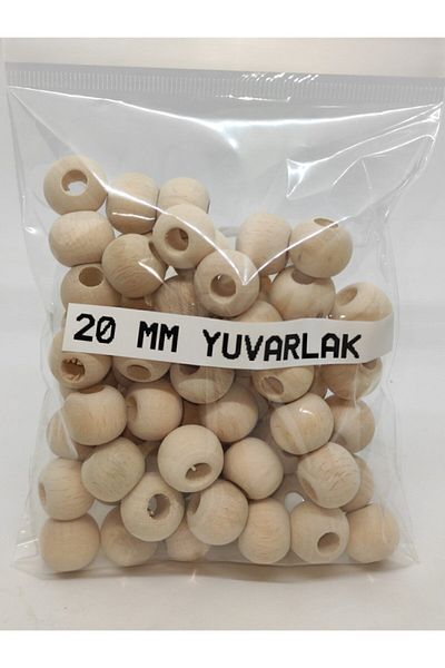 CYD DEMİRALAY BONCUK 20 mm Στρογγυλές Ξύλινες Χάντρες Ακατέργαστες 100 γρ