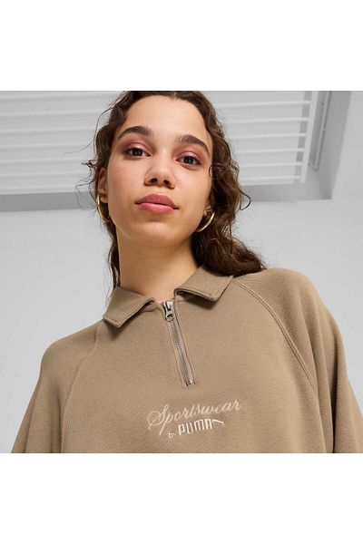 Puma Tricou cu gât polo pentru femei CLASSICS+ cu jumătate de fermoar