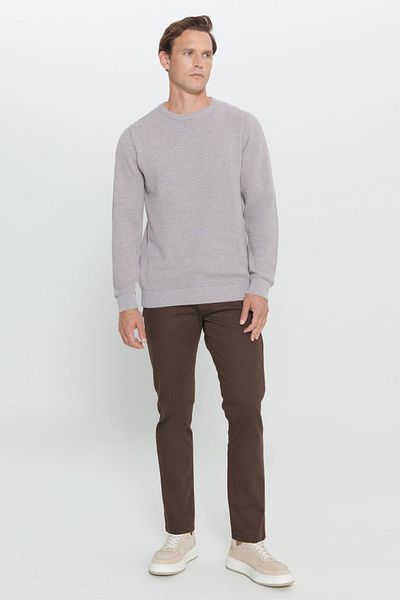ALTINYILDIZ CLASSICS Χάλκινο ανδρικό πλεκτό πουλόβερ - Crew Neck, με σχέδιο, Standard Fit