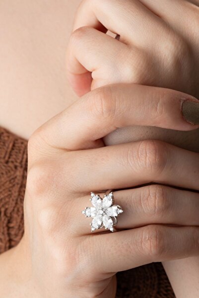 Silvano Jewelry 925 Ayar Dönen Lotus Çiçeği Gümüş Yüzük