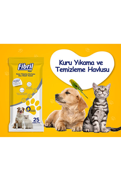 Fibril Kedi Ve Köpek Pet Kuru Yıkama Havlusu 25 Yaprak X 3 Paket