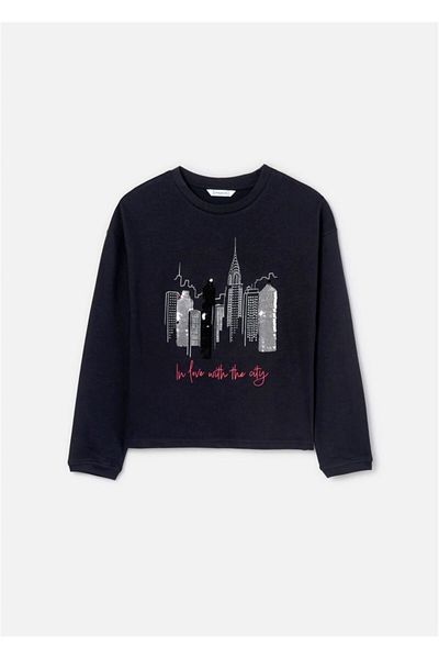 MAYORAL Tricou negru cu mânecă lungă pentru fete - 7016