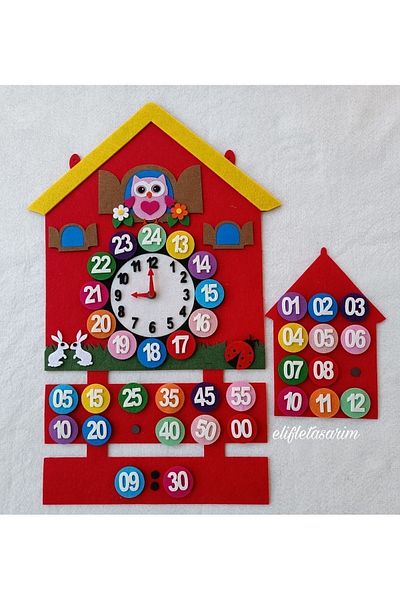 elifletasarim INTERACTIVE WATCH(educational material from felt)