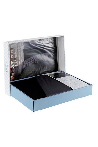 Karna Home Karna Loft Double Mach Cotton Satin Duvet Cover Set Black - Dark Gray