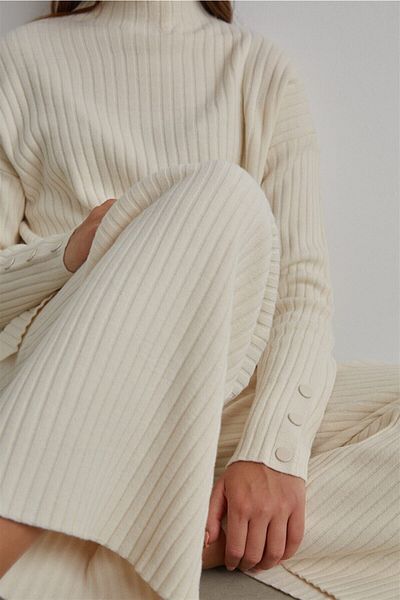 modabirsen Button Detailed Ribbed Knitwear Set