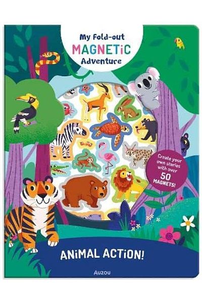 Auzou Books Animal Action Double Sided Window with Magnetic Cut Comfortable Design