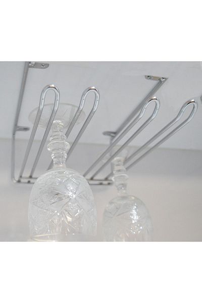 filamento 2 Compartment Bar Chrome Goblet Holder Goblet Hanger Cup Holder