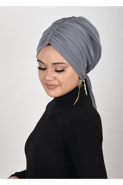 OykumBone Silver Gray Colored Gathered Ready Made Bonnet