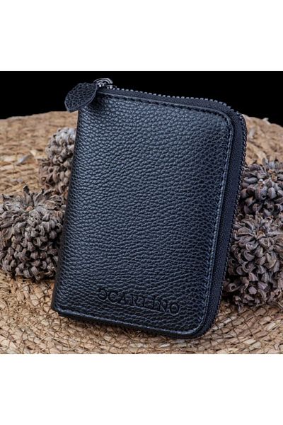 Carlino Unisex Vinkleks Leather Zippered Card Holder Wallet Kd108