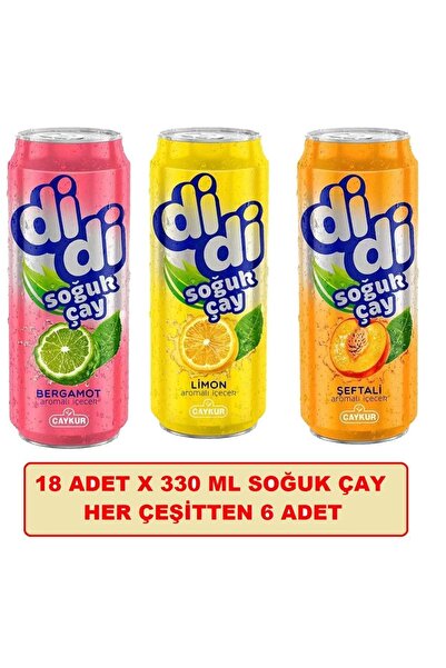 Çaykur Didi Hepsibir Paketi Bergamot + Limon + Şeftali Soğuk Çay 330 Ml X 18 Adet