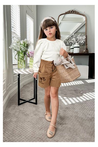 By Piera Seasonal Children's Blouse with Pleated Sleeves - 100% Cotton 025390