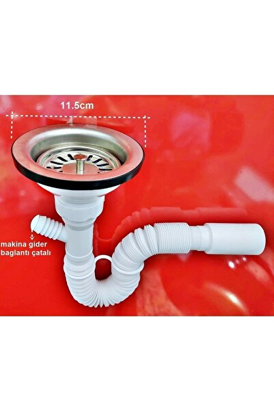 yapıtaşı Yt40 Körüklü Çöpmak Geniş Gövdeli Mutfak Evye Sifonu-makina Bağlantı Çıkışlı-çatallı