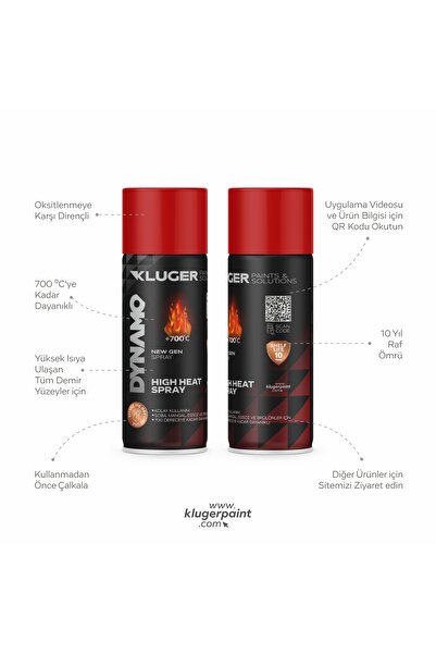 Kluger Dynamo Sprey Boya 505 Isıya Dayanıklı Kırmızı