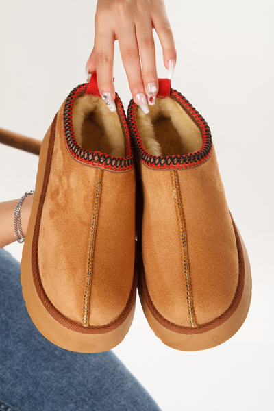 marceline Γυναικεία/Κοριτσίστικα Mini Tan Suede Μποτάκια & Παντόφλες για το σπίτι με χοντρή σόλα