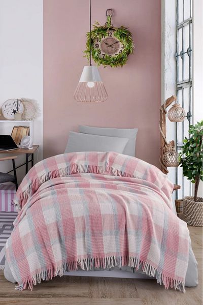 Eponj Home Single Blanket Cotton Warm Soft Powder