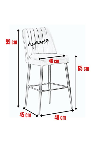 MYMASSA Ada Bar Sandalye - Babyface Kapuçino - Metal Siyah Ayak ( 4 Adet )
