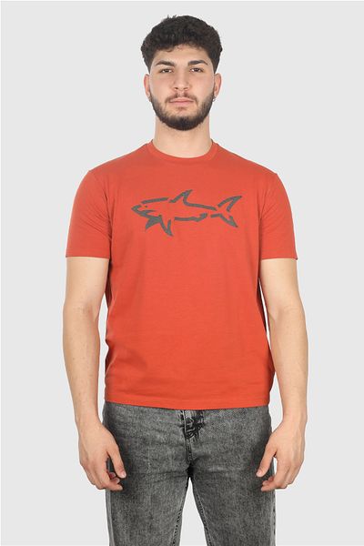 PAUL&SHARK Ανδρικό πορτοκαλί T-Shirt - Regular Fit, Βαμβακερό, Κοντό μανίκι 14311653 -972