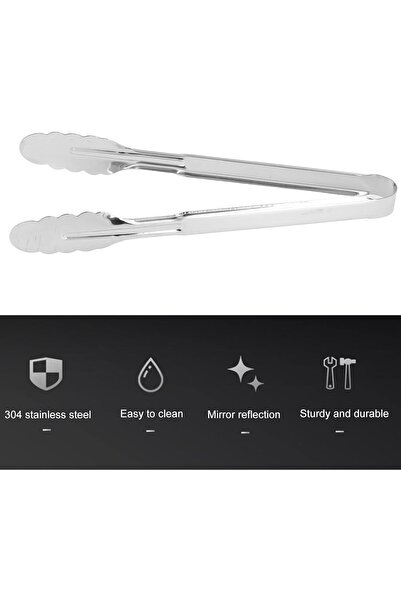 Demir Çeyiz Kitchen Tongs, Stainless Steel Food Tongs Barbecue Grill Meat Fish Tongs 1 Piece