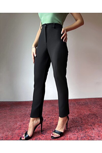 ŞULE BUTİK Yüksek Bel Cigarette Kesim Bilek Boy Full Likralı Kumaş Pantolon