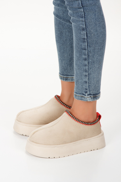 marceline Γυναικεία/Κοριτσίστικα Μίνι Μπεζ μποτάκια από σουέτ με γούνινο εσωτερικό & οικιακές παντόφλες με χοντρή σόλα