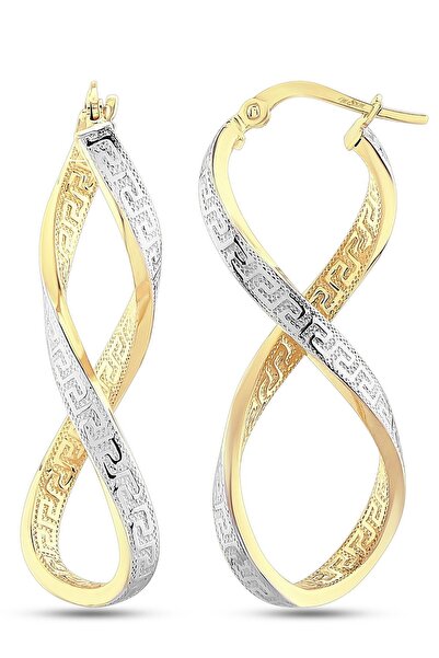 MOOM MÜCEVHERAT Kadın 14 Ayar Altın 2 Renk Sarı Beyaz Grek Desenli Sonsuzluk ...