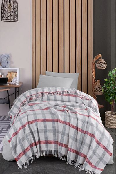 Eponj Home Single Blanket Cotton Warm Soft - Grey/red