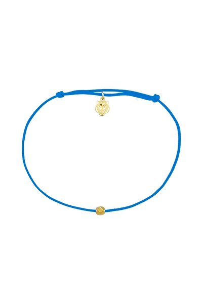 Les Tigres 22 Ayar Altın Kaplama Gümüş Kaplan Charm Mavi Ip Bileklik
