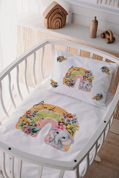 Lilabio %100 Pamuk Saten Isme Özel Isimli Anne Yanı Beşik Nevresim Takımı