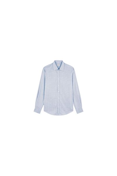 PAUL&SHARK Blue Men's Shirt - Checked Pattern, Long Sleeve, Regular Fit 14313095 Cf-G07