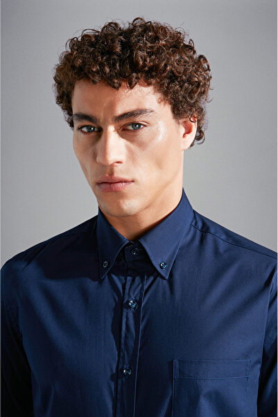 PAUL&SHARK Erkek Cep Detaylı Gömlek Yaka Uzun Kollu Lacivert Gömlek 14313043R-013