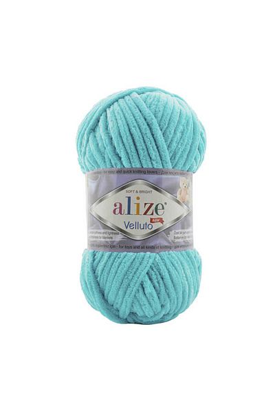 Alize 5 Pcs Velluto Velvet Cyan Knit Yarn - 490