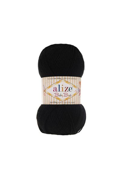 Alize 5 τεμάχια Baby Best Bamboo Περιεχόμενο Μη Αγωγιμότητας Βρεφική Ζακέτα για Πλεκτό Πουλόβερ 60 Μαύρο