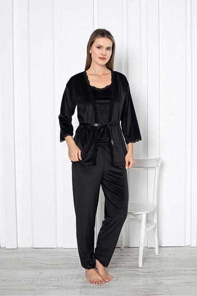 Asel Velvet Women's Pajamas and Dressing Gown Set