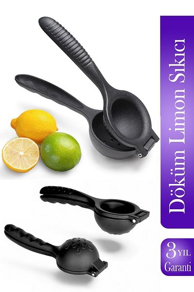 Evonox Anushka Home Lux - 24 cm Black Metal Citrus, Large Size Iron Casting Lemon Squeezer