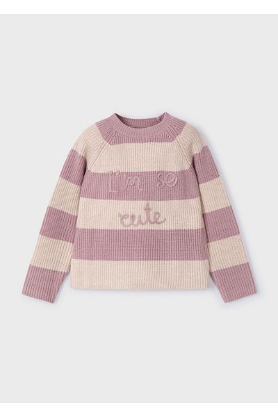 MAYORAL Pulover tricotat pentru fete cu dungi roz - 4357 Rosado