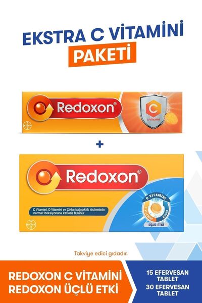 Redoxon Vitamin C Triple Effect 30 Effervescent Tablets (Extra Vitamin C Pack) I 1000 Mg C Vi