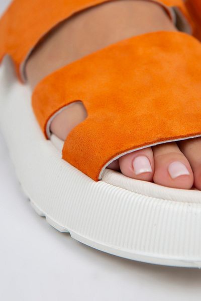 Manijero Papuci Seina Femei din piele naturală Velcro Papuci portocalii